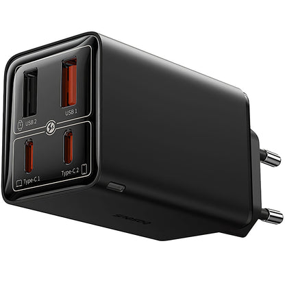 Baseus GaN6 Pro USB-C kabelnetwerklader met USB-C kabel, 100W, 3.25A, 2 x USB-A - 2 x USB-C, zwart P10162705112112-00 