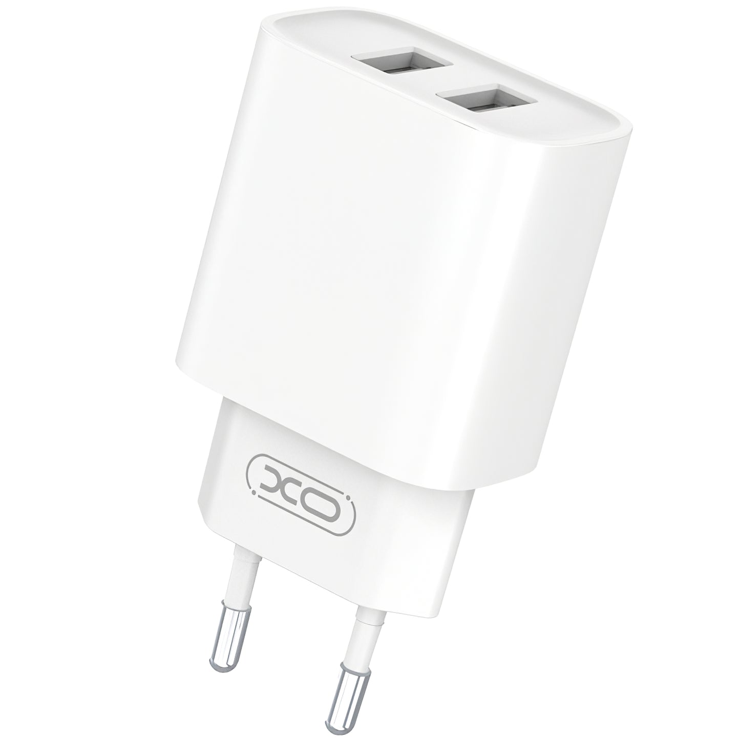 Netwerkoplader met microUSB-kabel XO Design CE02C, 10,5 W, 2,1A, 2 x USB-A, Wit 