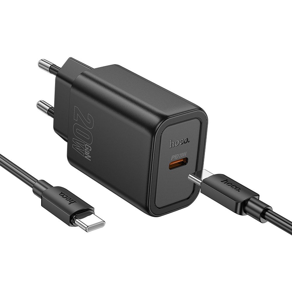 Netwerkoplader met USB-C Kabel HOCO N60, 20W, 3A, 1 x USB-C, Zwart