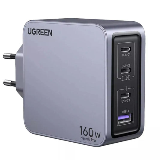 UGREEN X763 Nexode Pro USB-C kabelnetwerklader, 160W, 3.25A, 1 x USB-A - 3 x USB-C, Grijs