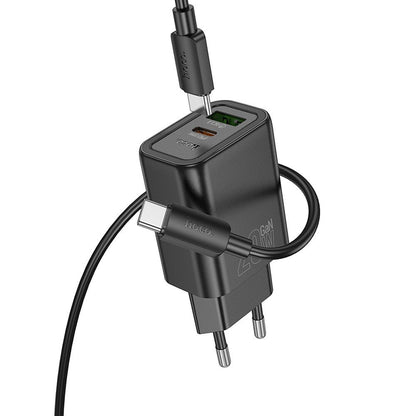 Netwerkoplader met Lightning-kabel HOCO N61, 20W, 3A, 1 x USB-A - 1 x USB-C, Zwart
