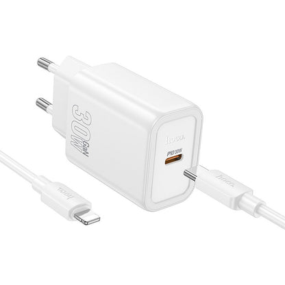 Netwerkoplader met Lightning-kabel HOCO N62, 30W, 3A, 1 x USB-C, Wit