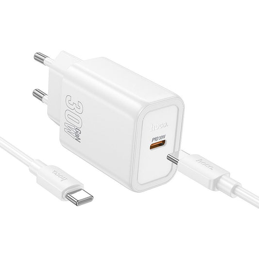 Netwerkoplader met USB-C Kabel HOCO N62, 30W, 3A, 1 x USB-C, Wit