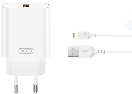 Netwerkoplader met Lightning Kabel XO Design CE33, 18W, 3A, 1 x USB-A, Wit