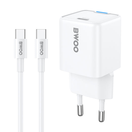 Netwerkoplader met USB-C Kabel BWOO CDA211, 30W, 3A, 1 x USB-C, Wit