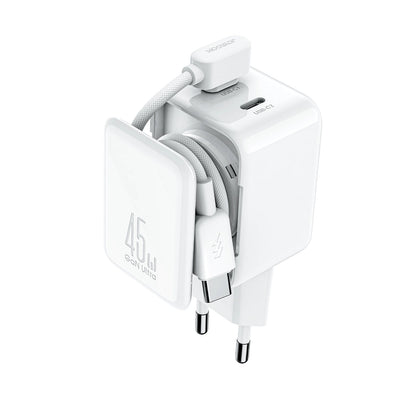 Netwerkoplader met USB-C Kabel Joyroom JR-TCL05, 45W, 3A, 2 x USB-C, Wit