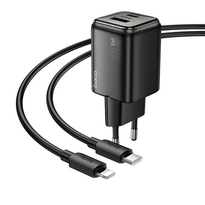 Netwerkoplader met Lightning-kabel HOCO N52, 20W, 3A, 1 x USB-A - 1 x USB-C, Zwart