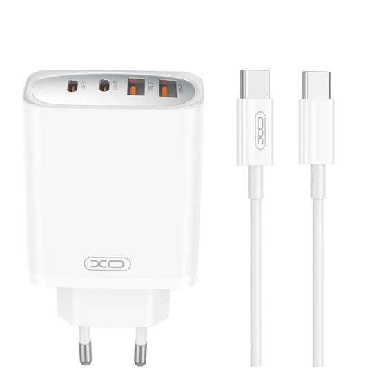 Netwerkoplader met USB-C Kabel XO Design CE22, 45W, 3A, 2 x USB-A - 2 x USB-C, Wit