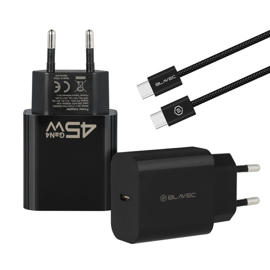 Netwerkoplader met USB-C Kabel Blavec BC-7, 45W, 3A, 1 x USB-C, Zwart
