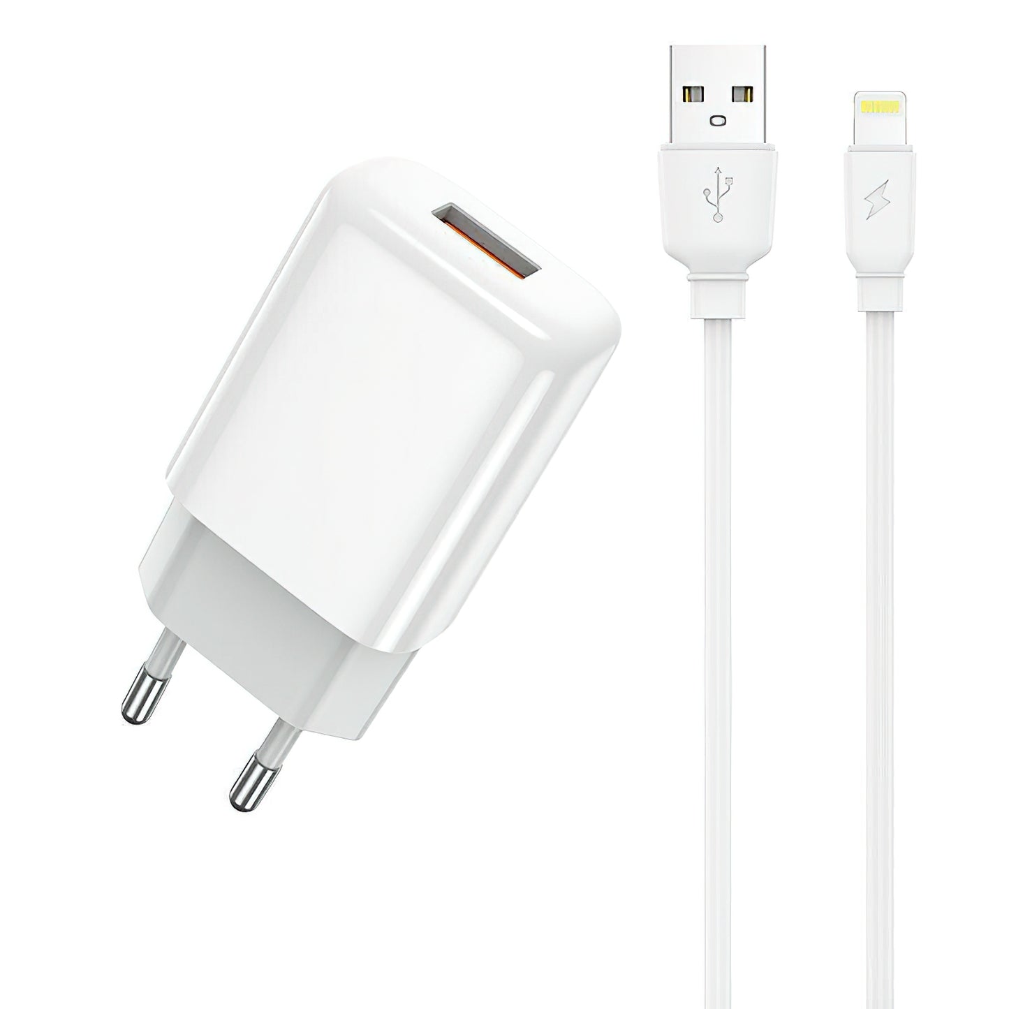 Netwerkoplader met Lightning-kabel Prestico F9S, 12W, 2.4A, 1 x USB-A, Wit