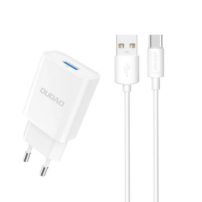 Netwerkoplader met USB-C Kabel Dudao A4EU, 10W, 2.1A, 1 x USB-A, Wit