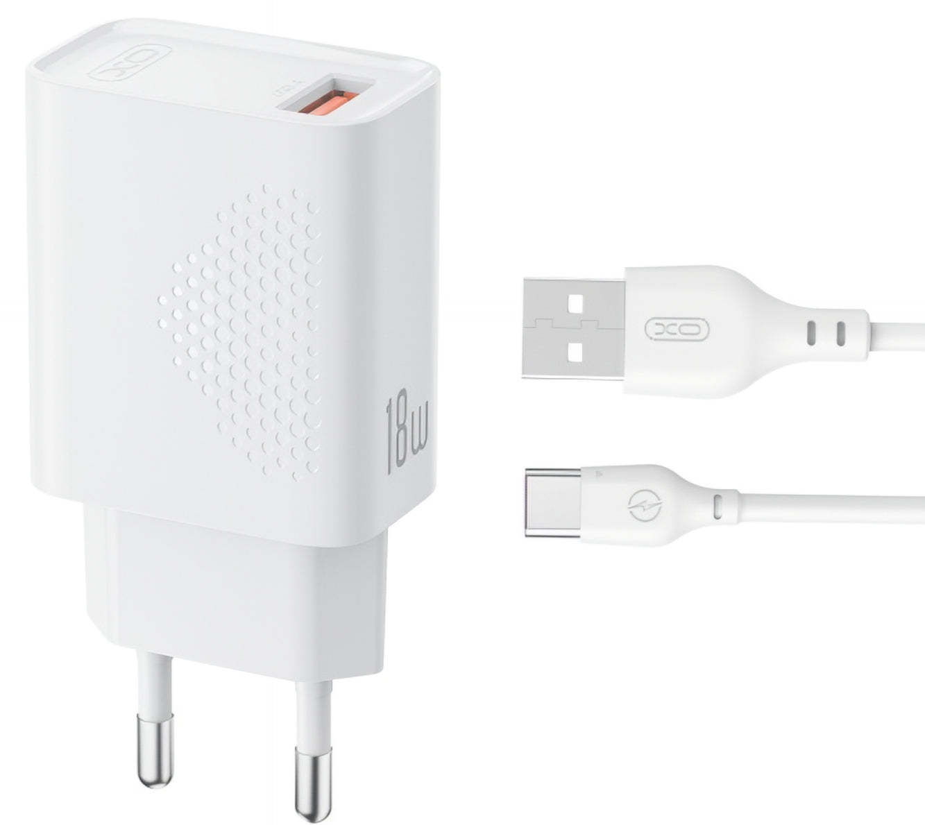 Netwerkoplader met USB-C Kabel XO Design L159, 18W, 3A, 1 x USB-A, Wit