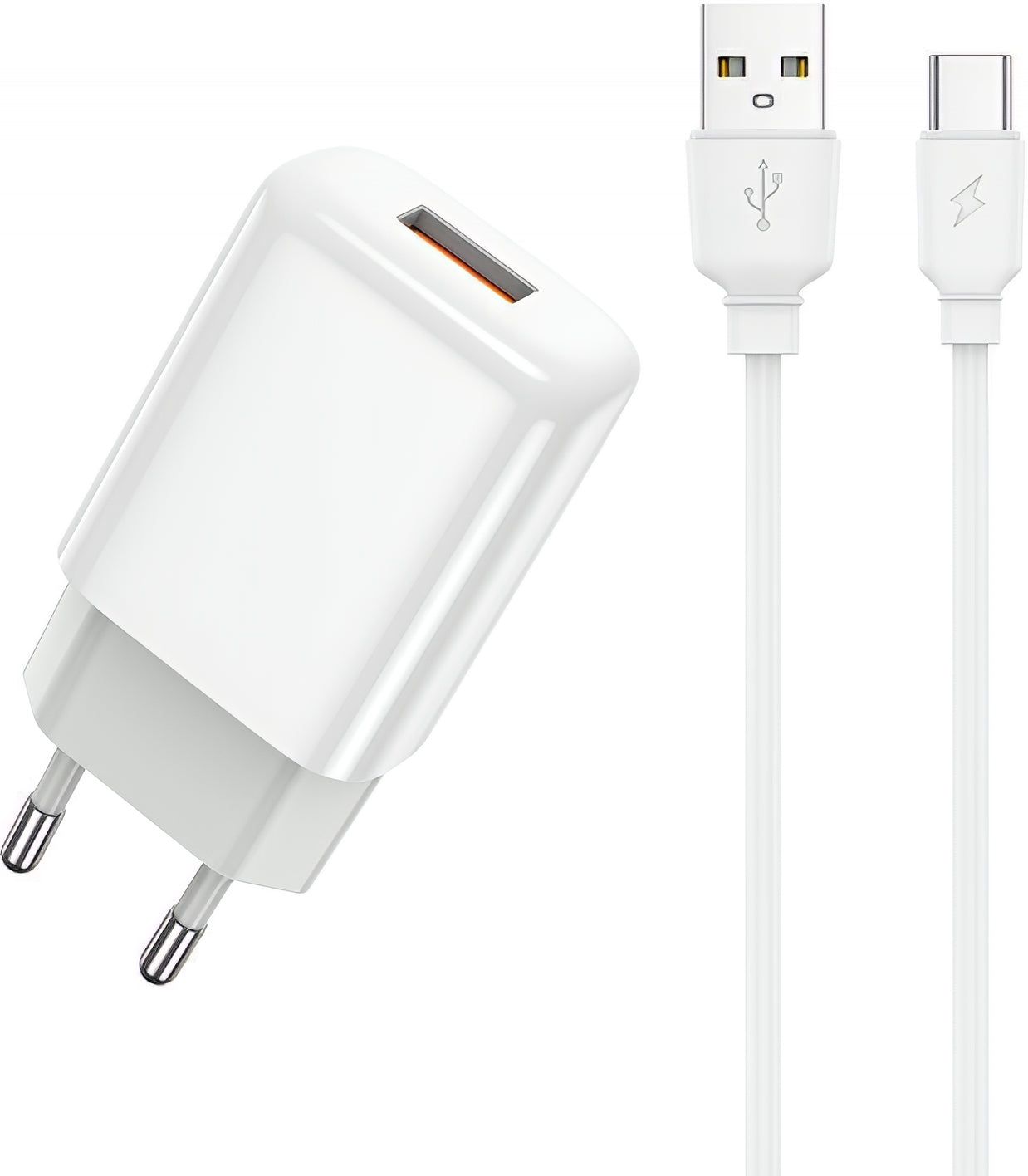 Netwerkoplader met USB-C Kabel Prestico F9S, 12W, 2.4A, 1 x USB-A, Wit