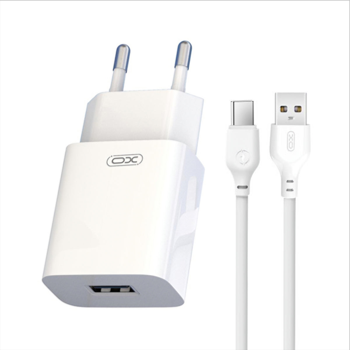 Netlader met USB-C-kabel XO Design L99, 12W, 2.4A, 1 x USB-A, Wit