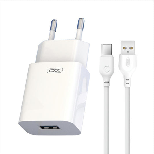 Netlader met USB-C-kabel XO Design L99, 12W, 2.4A, 1 x USB-A, Wit