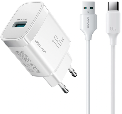 Netlader met USB-C-kabel Joyroom JR-TF4, 18W, 3A, 1 x USB-A, Wit