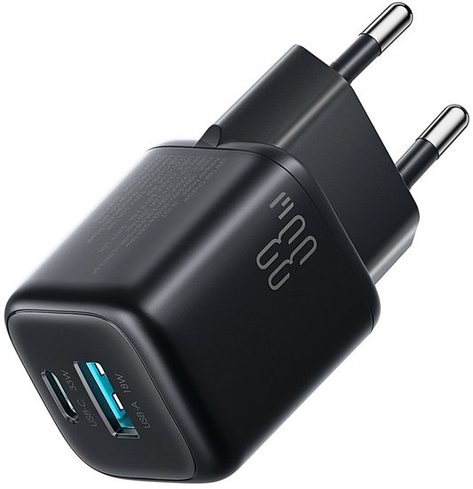 Netlader met USB-C-kabel Joyroom JR-TG7, 33W, 3A, 1 x USB-A - 1 x USB-C, Zwart