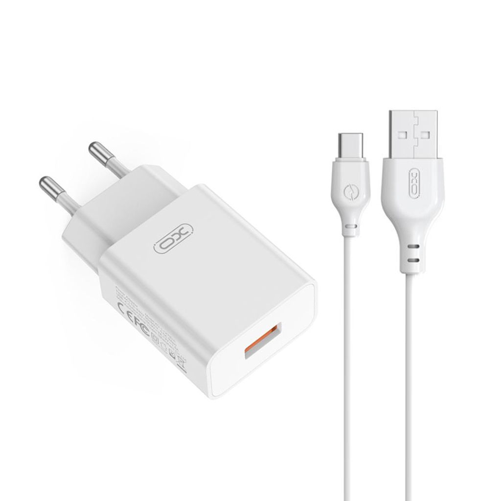 Netlader Met USB-C Kabel XO Design L127, 18W, 3A, 1 x USB-A, Wit