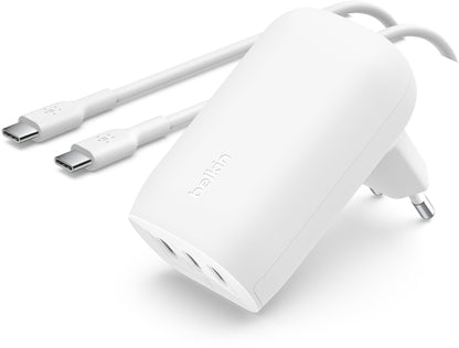 Belkin BoostCharge USB-C Cable Wall Charger, 67W, 3A, 3 x USB-C, White WCC002vf2MWH-B6