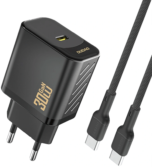 Netlader met USB-C-kabel Dudao A27PCEU, 30W, 3A, 1 x USB-C, Zwart