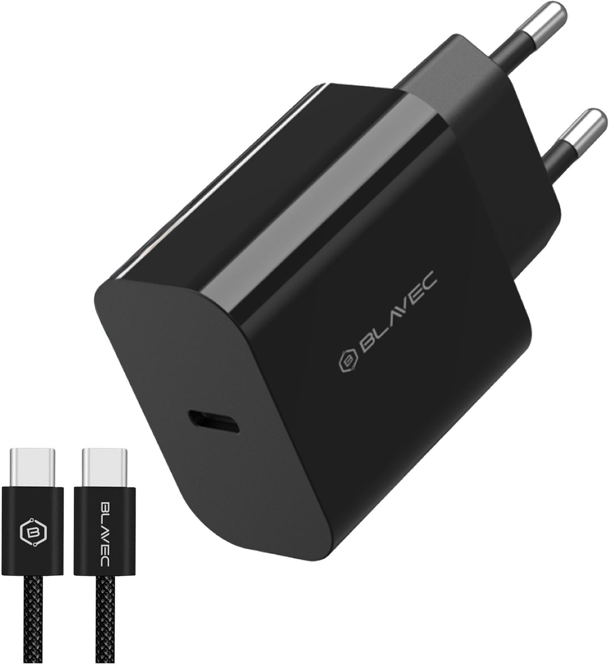 Blavec BC-14-netadapter met USB-C-kabel, 30 W, 3 A, 1 x USB-C, zwart