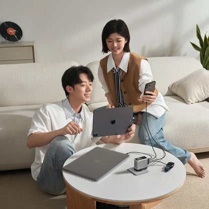 Netlader met USB-C-kabel Cuktech AD1204U Display, 120W, 6A, 1 x USB-A - 2 x USB-C, Zilver