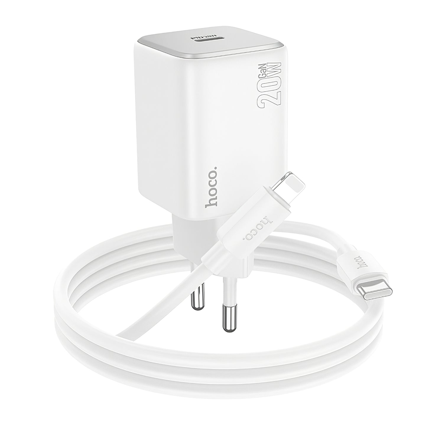 Netwerkoplader met Lightning-kabel HOCO N40, 20W, 3A, 1 x USB-C, Wit