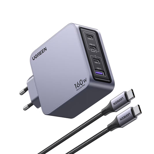 UGREEN X763 Nexode Pro USB-C kabelnetwerklader, 160W, 3.25A, 1 x USB-A - 3 x USB-C, Grijs