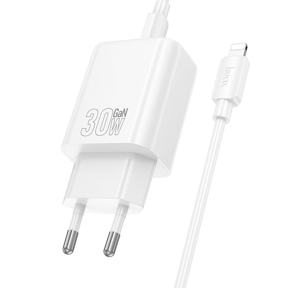 Netwerkoplader met Lightning-kabel HOCO N62, 30W, 3A, 1 x USB-C, Wit