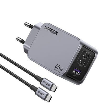 Netwerkoplader met USB-C Kabel UGREEN X755 Nexode Pro, 65W, 3A, 1 x USB-A - 2 x USB-C, Gri