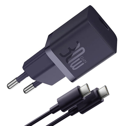 Netwerkoplader met USB-C Kabel Baseus GaN Mini 1C, 30W, 3A, 1 x USB-C, Paars P10110902523-00