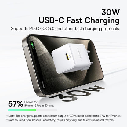 Netwerkoplader met USB-C Kabel Baseus Palm, 30W, 3A, 1 x USB-C, Wit P10111605213-01