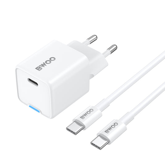 Netwerkoplader met USB-C Kabel BWOO CDA211, 30W, 3A, 1 x USB-C, Wit