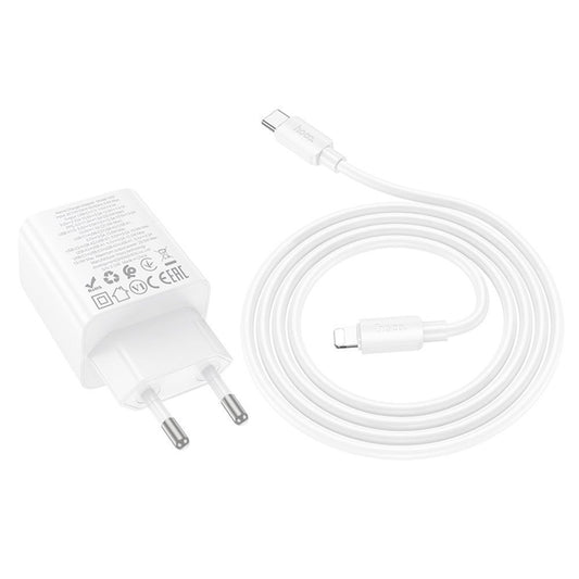 Netwerkoplader met Lightning-kabel HOCO N55, 20W, 3A, 2 x USB-A - 2 x USB-C, Wit