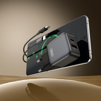 Netwerkoplader met USB-C Kabel XO Design L156, 30W, 3A, 1 x USB-A - 1 x USB-C, Zwart