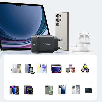 Netwerkoplader met USB-C Kabel Joyroom JR-TCF23, 25W, 3A, 1 x USB-C, Zwart
