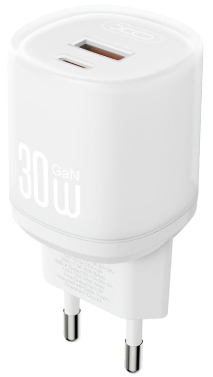 Netwerkoplader met Lightning-kabel XO Design L151, 30W, 3A, 1 x USB-A - 1 x USB-C, Wit