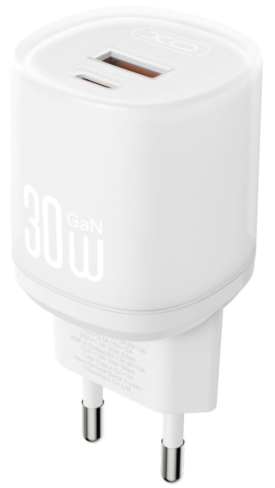 Netwerkoplader met USB-C Kabel XO Design L151, 30W, 3A, 1 x USB-A - 1 x USB-C, Wit