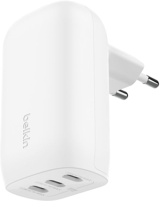 Belkin BoostCharge USB-C Cable Wall Charger, 67W, 3A, 3 x USB-C, White WCC002vf2MWH-B6