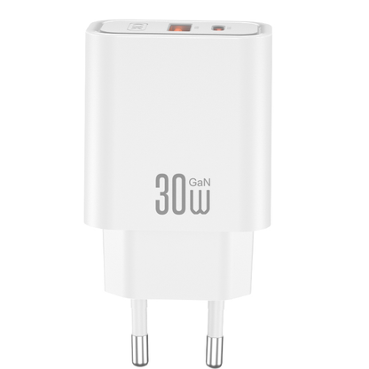 Netlader met USB-C-kabel XO Design CE42, 30W, 3A, 1 x USB-A - 1 x USB-C, Wit