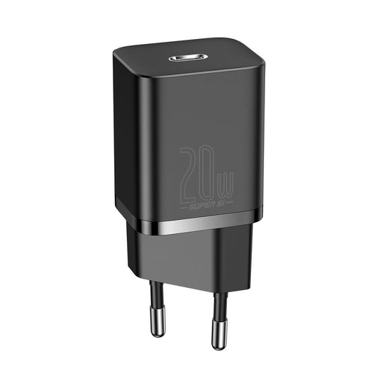 Baseus Super Si netwerkoplader met Lightning-kabel, 20 W, 3 A, 1 x USB-C, zwart TZCCCSUP-B01