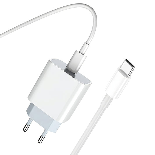 Netlader met USB-C-kabel Prestico F8S, 20W, 3A, 1 x USB-C, Wit