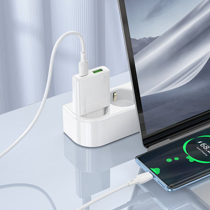 Netwerkoplader met USB-C kabel Borofone BN25 Wish, 30W, 3A, 1 x USB-A - 1 x USB-C, Wit 