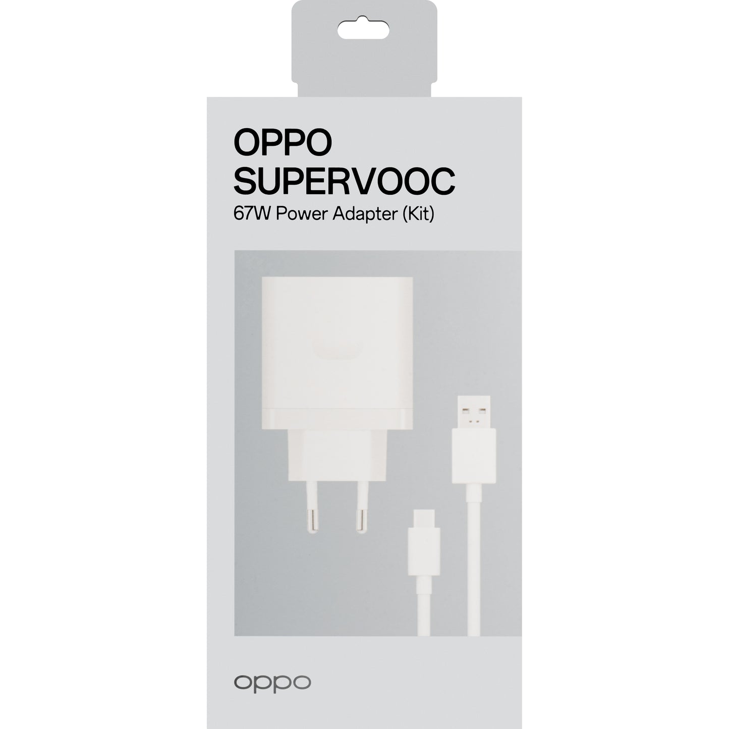 Oppo Netwerkoplader met USB-C kabel, 67W, 6.1A, 1 x USB-A, Wit VCB7CAEH