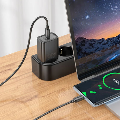 Netwerkoplader met USB-C Kabel HOCO N60, 20W, 3A, 1 x USB-C, Zwart
