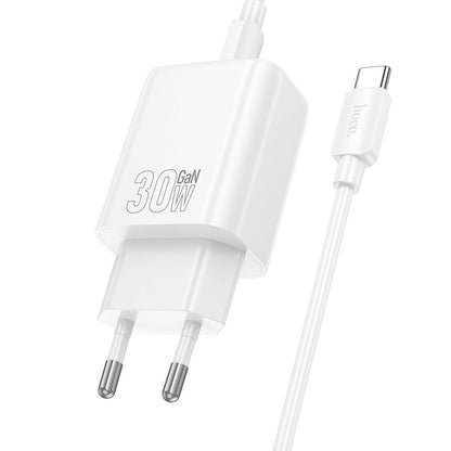 Netwerkoplader met USB-C Kabel HOCO N63, 30W, 3A, 1 x USB-A - 1 x USB-C, Wit