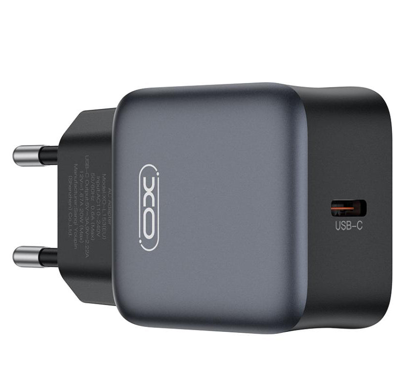 Netwerkoplader met USB-C Kabel XO Design L155, 30W, 3A, 1 x USB-C, Zwart