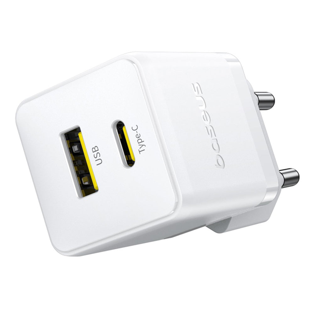 Netwerkoplader met USB-C Kabel Baseus Palm, 20W, 3A, 1 x USB-A - 1 x USB-C, Wit P10111608213-01