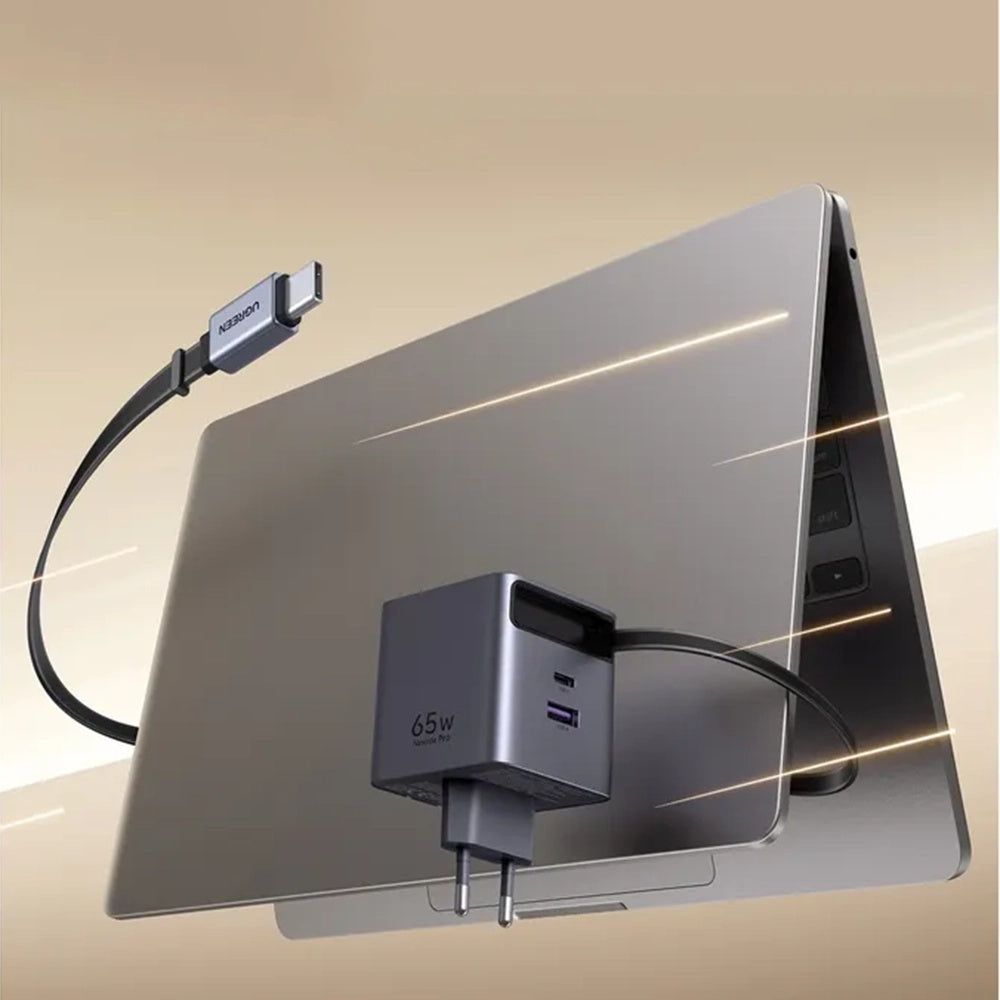 Netwerkoplader met USB-C Kabel UGREEN X615, 65W, 3A, 1 x USB-A - 1 x USB-C, Grijs