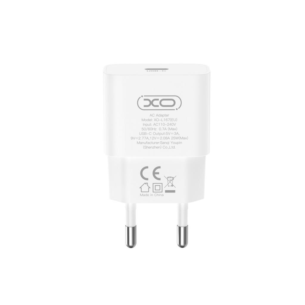 Netwerkoplader met USB-C Kabel XO Design L167, 25W, 3A, 1 x USB-C, Wit